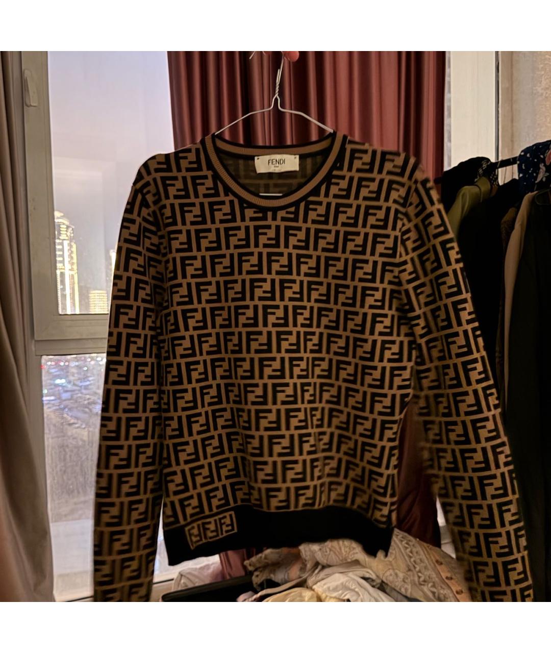 FENDI Коричневый кашемировый джемпер / свитер, фото 5