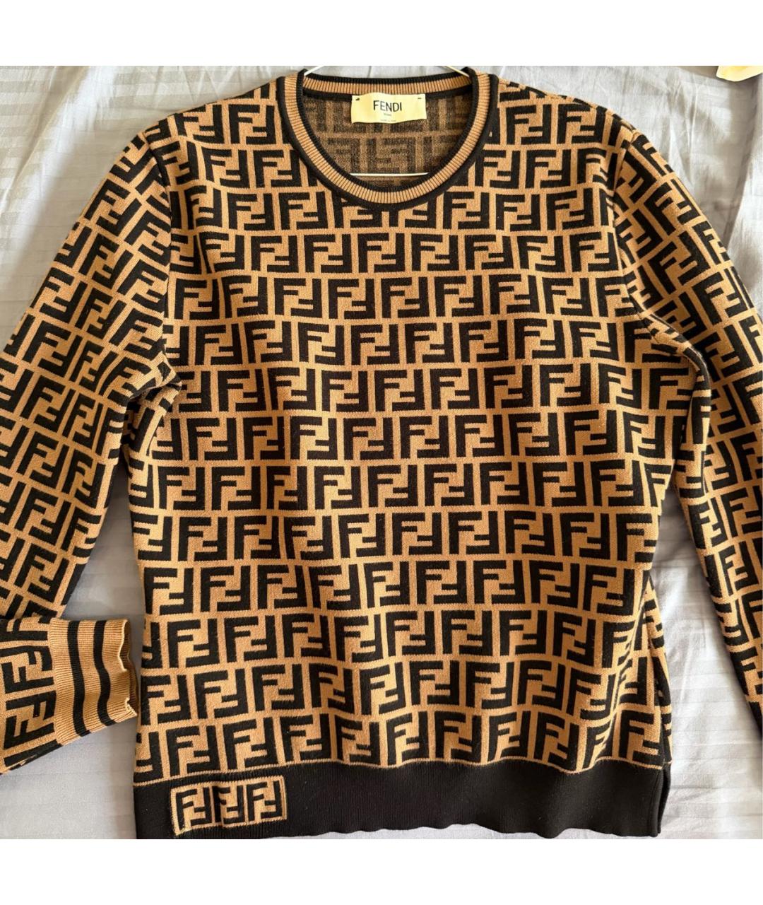 FENDI Коричневый кашемировый джемпер / свитер, фото 2