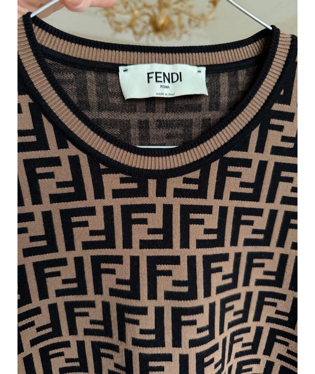 FENDI Коричневый кашемировый джемпер / свитер, фото 3