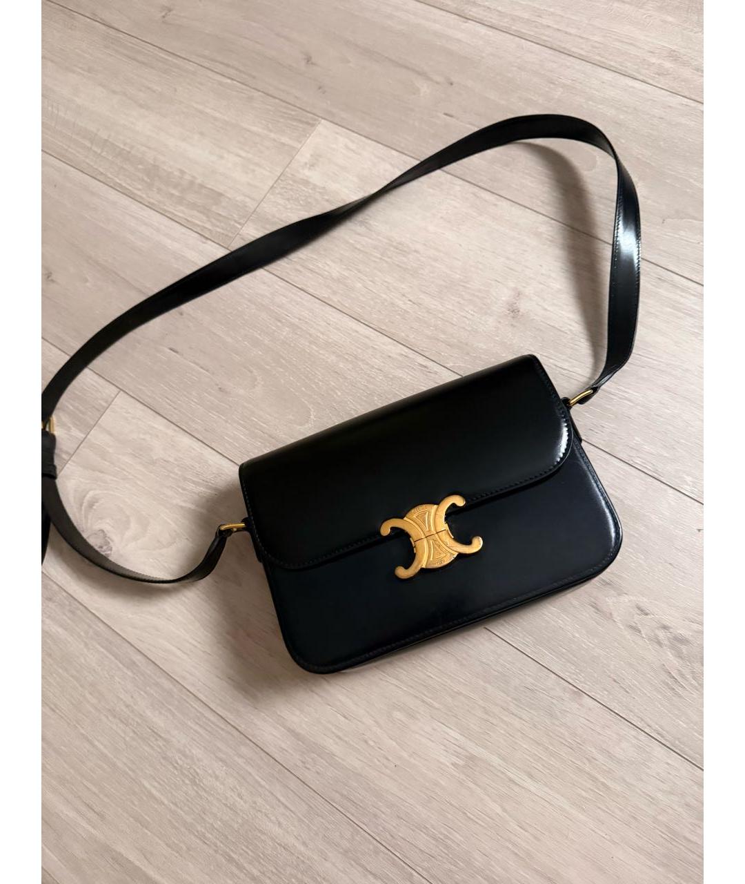 CELINE Черная кожаная сумка через плечо, фото 5