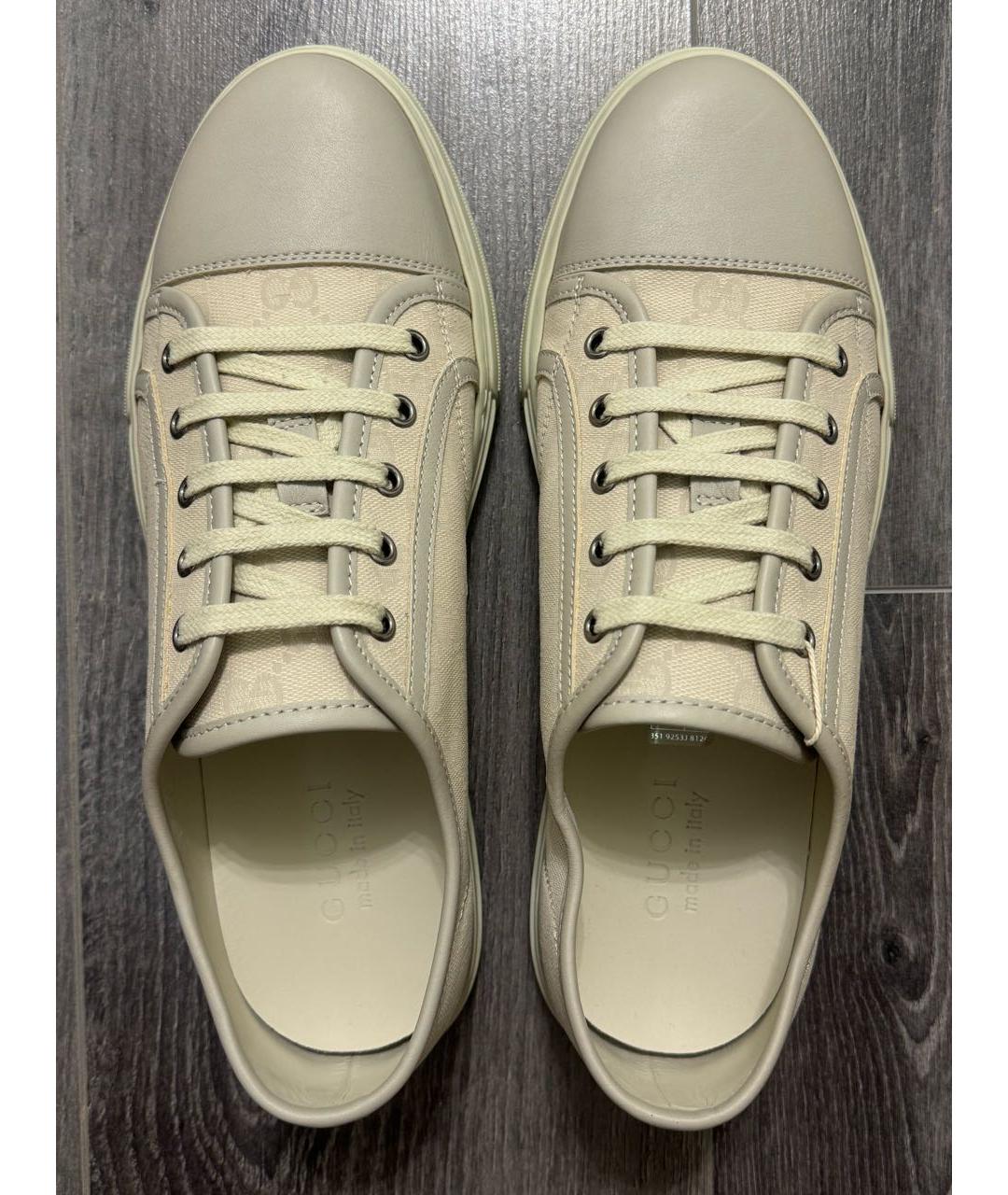 GUCCI Бежевые текстильные низкие кроссовки / кеды, фото 3