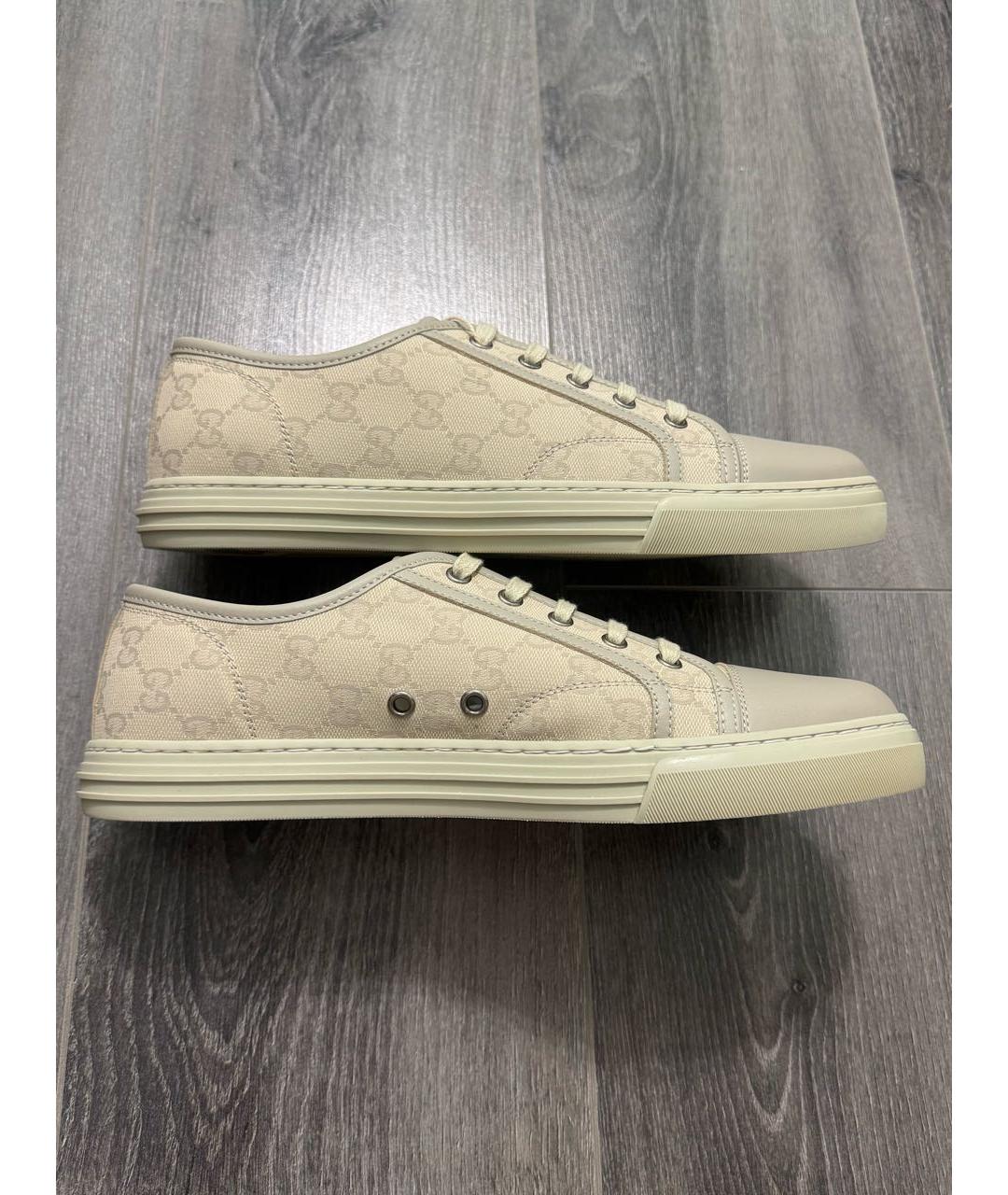 GUCCI Бежевые текстильные низкие кроссовки / кеды, фото 5