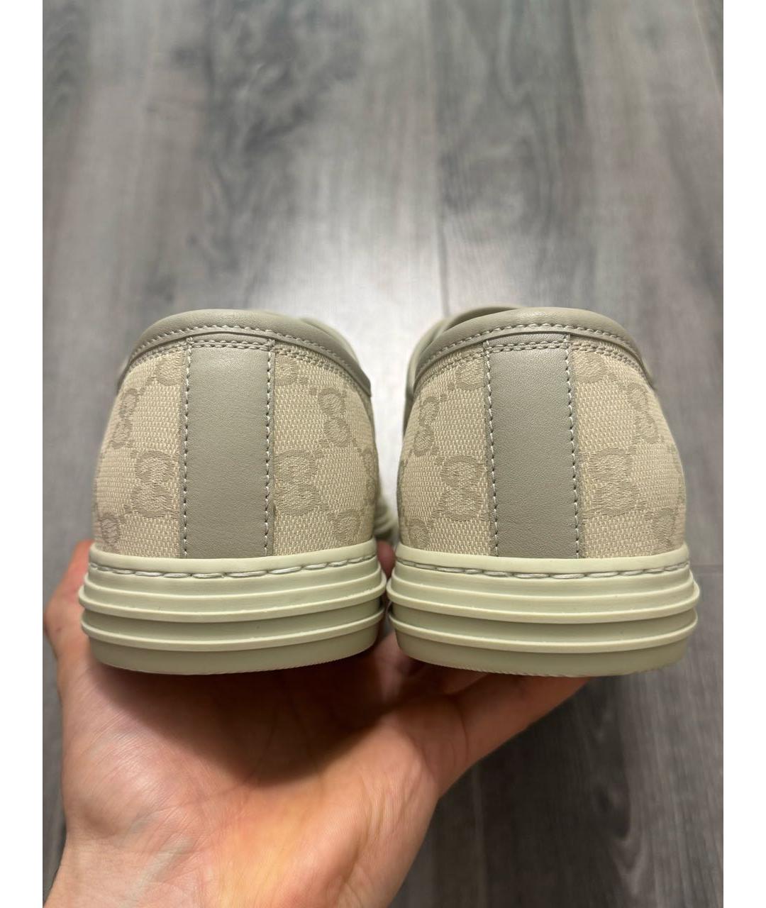 GUCCI Бежевые текстильные низкие кроссовки / кеды, фото 4