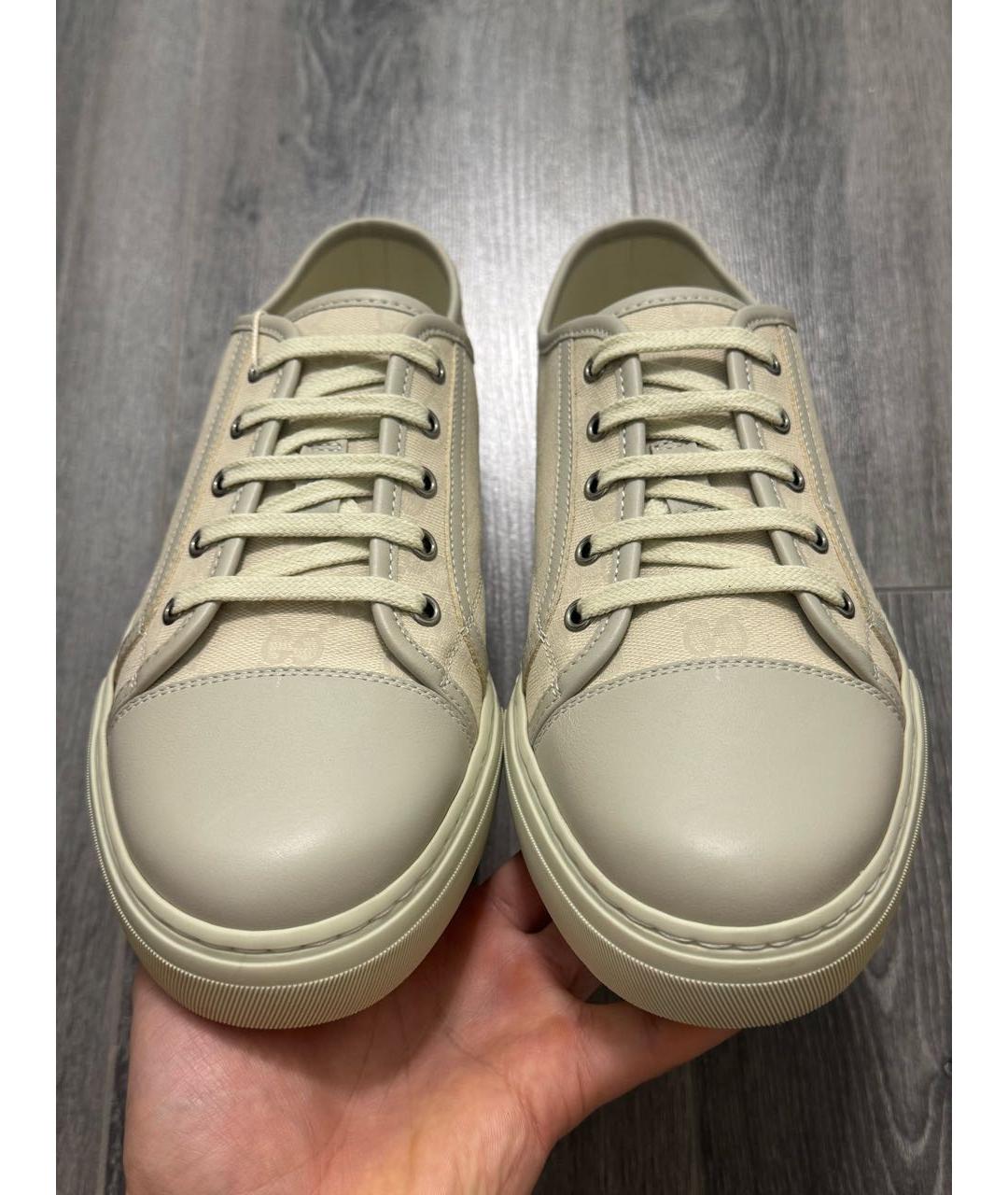 GUCCI Бежевые текстильные низкие кроссовки / кеды, фото 2