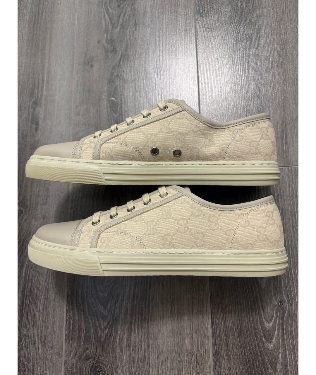GUCCI Бежевые текстильные низкие кроссовки / кеды, фото 9