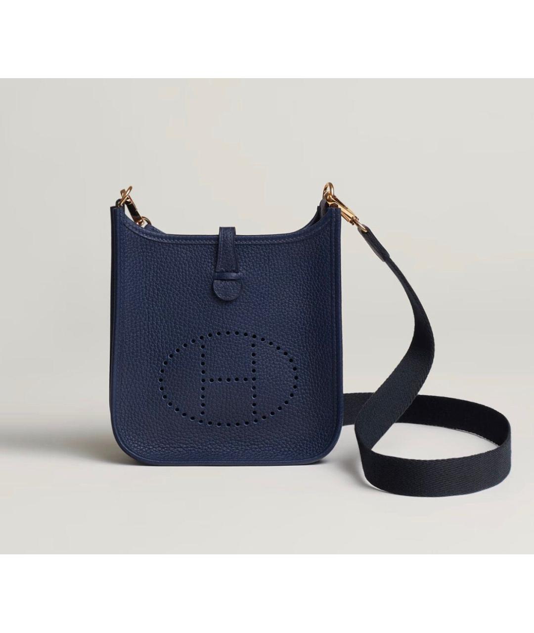 HERMES Темно-синяя кожаная сумка через плечо, фото 2