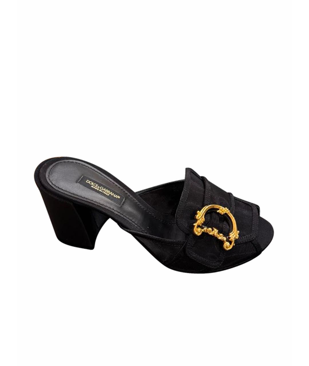 DOLCE&GABBANA Черные текстильные мюли, фото 1