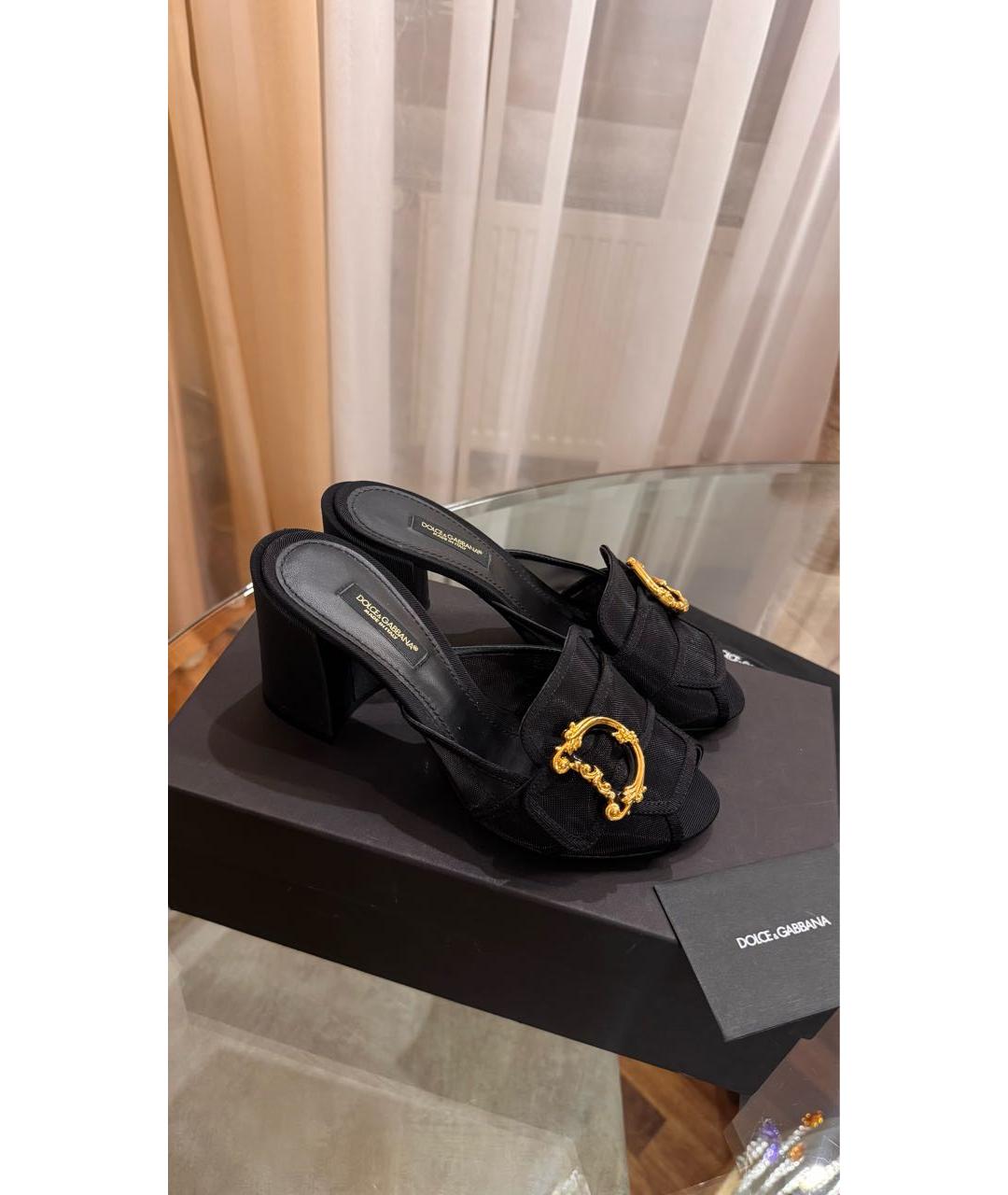 DOLCE&GABBANA Черные текстильные мюли, фото 2