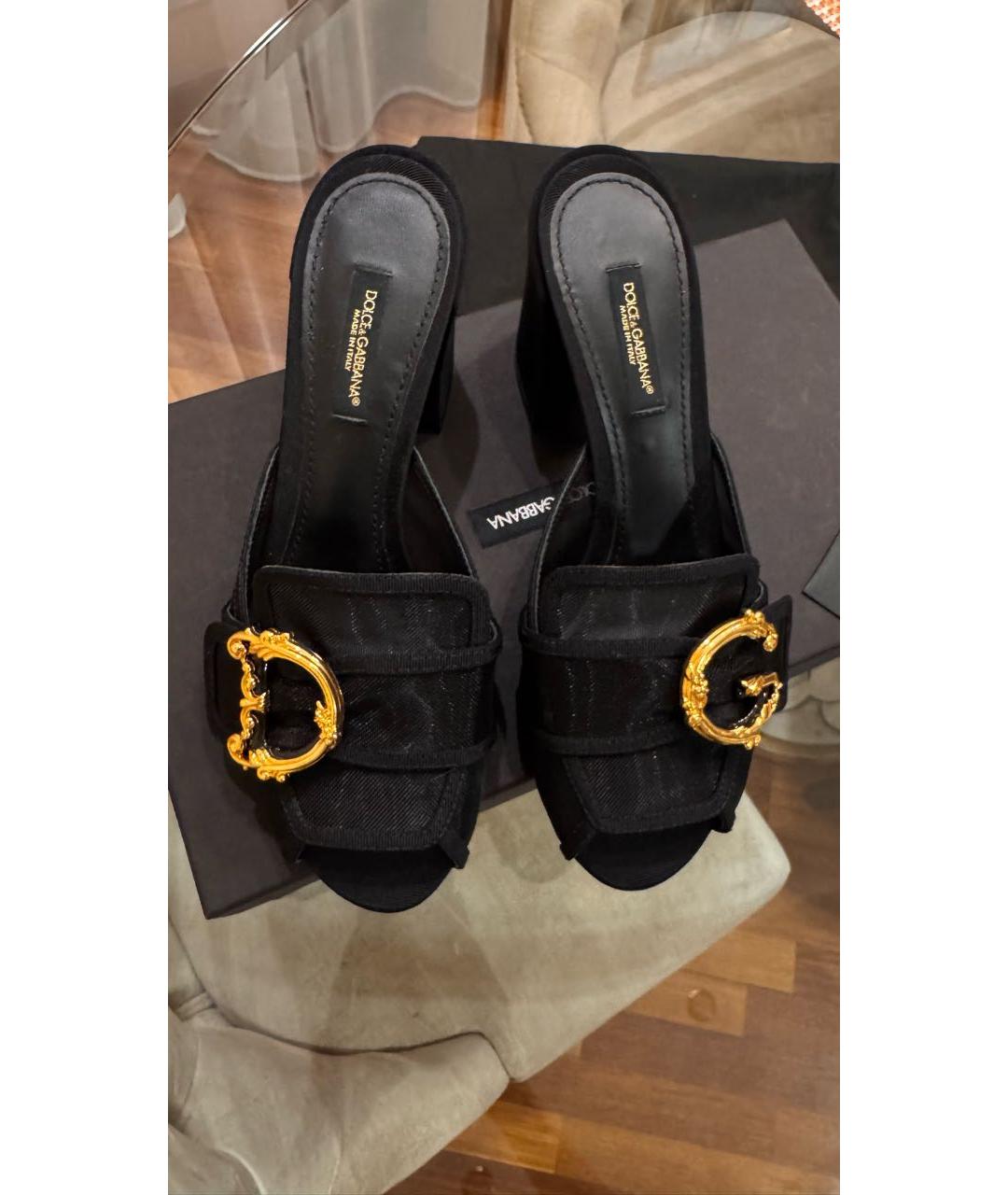 DOLCE&GABBANA Черные текстильные мюли, фото 3