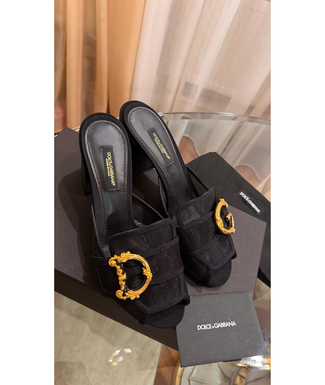 DOLCE&GABBANA Черные текстильные мюли, фото 5