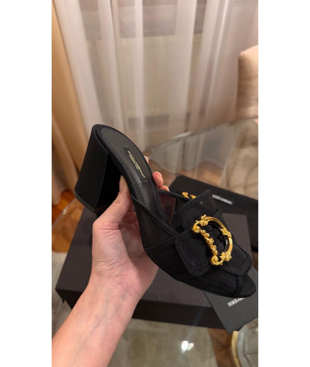 DOLCE&GABBANA Черные текстильные мюли, фото 9