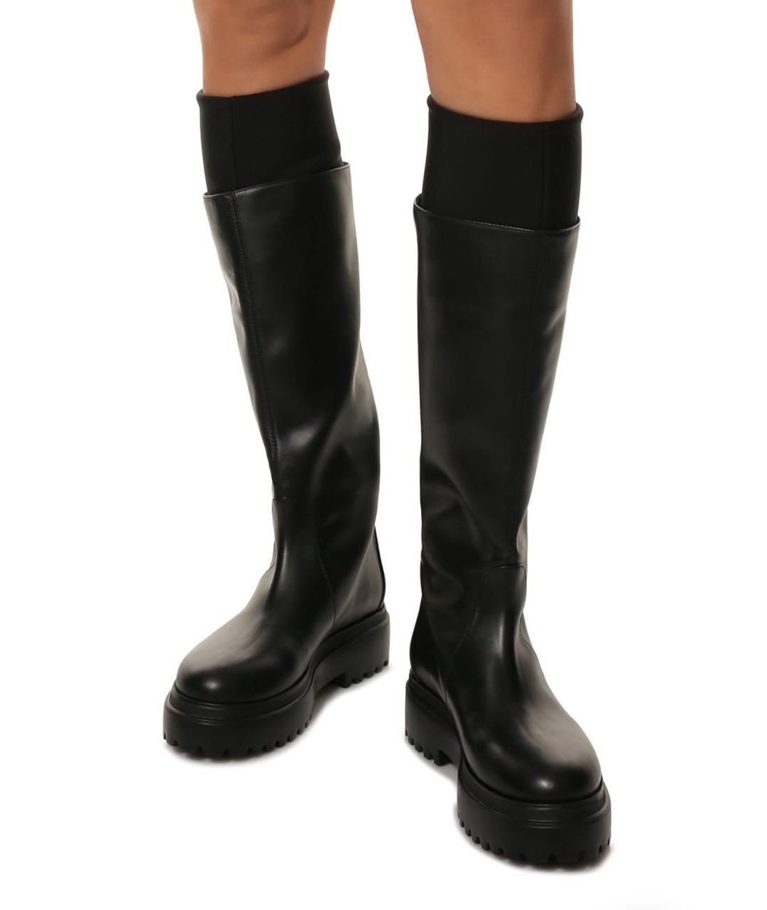 LE SILLA Черные кожаные сапоги, фото 2