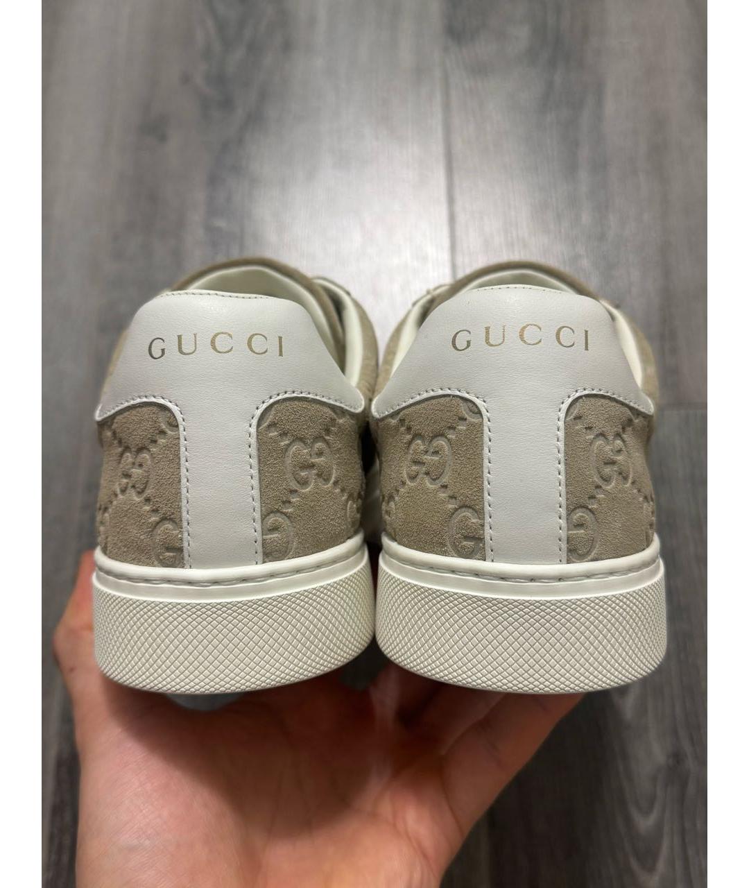 GUCCI Бежевые замшевые кеды, фото 4