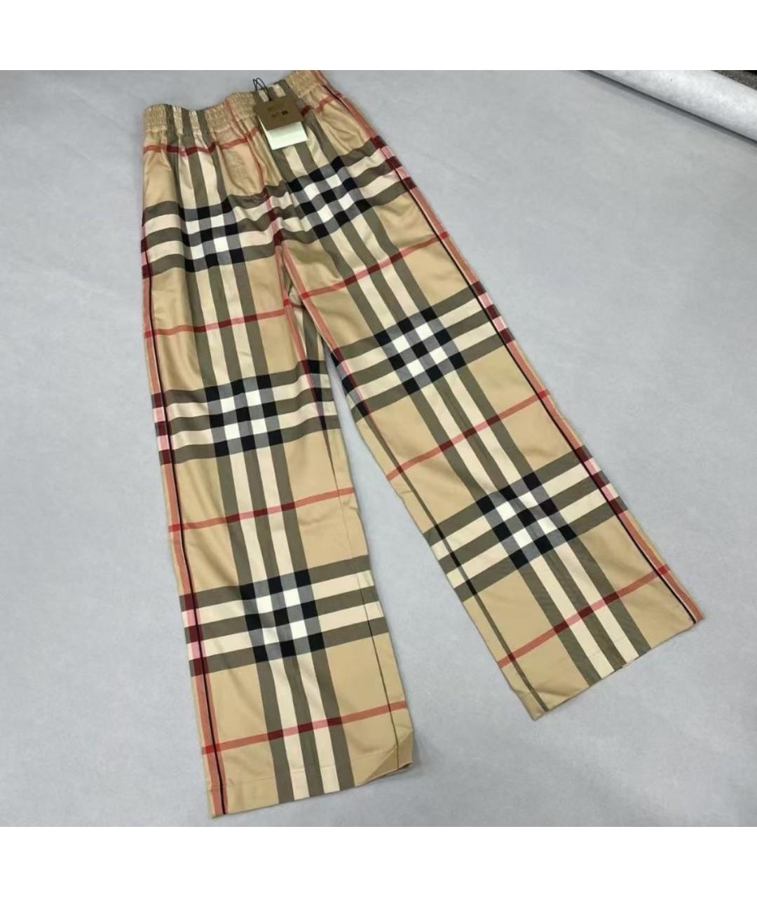 BURBERRY Бежевые хлопковые брюки широкие, фото 4