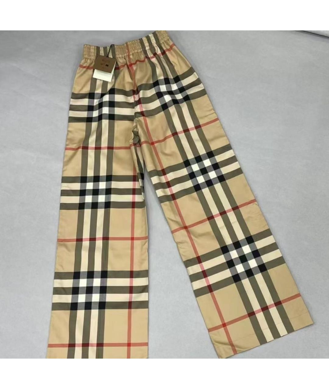 BURBERRY Бежевые хлопковые брюки широкие, фото 6