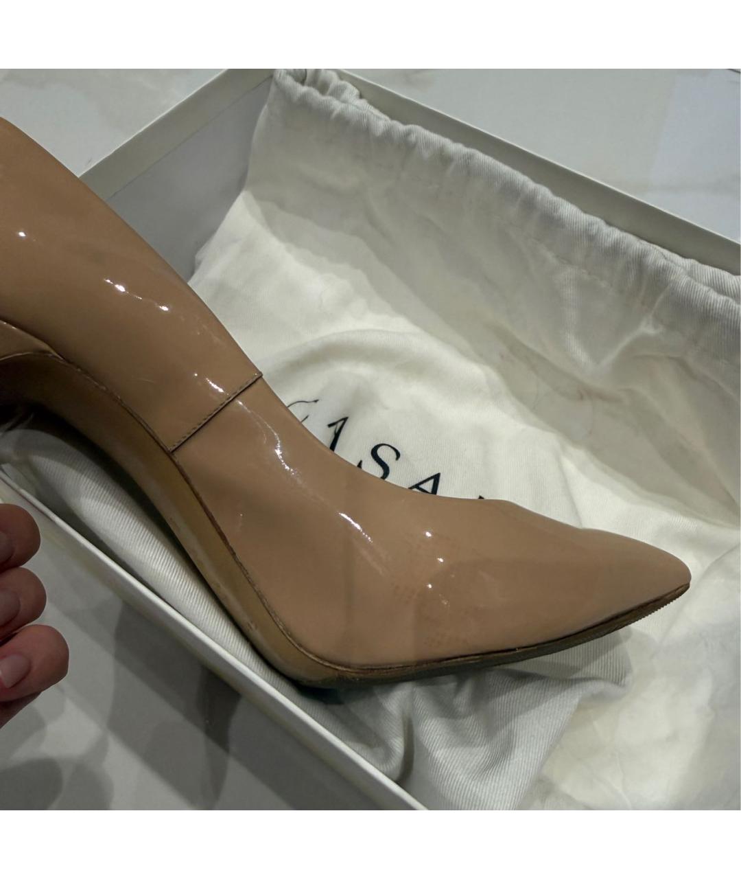 CASADEI Бежевые туфли из лакированной кожи, фото 7