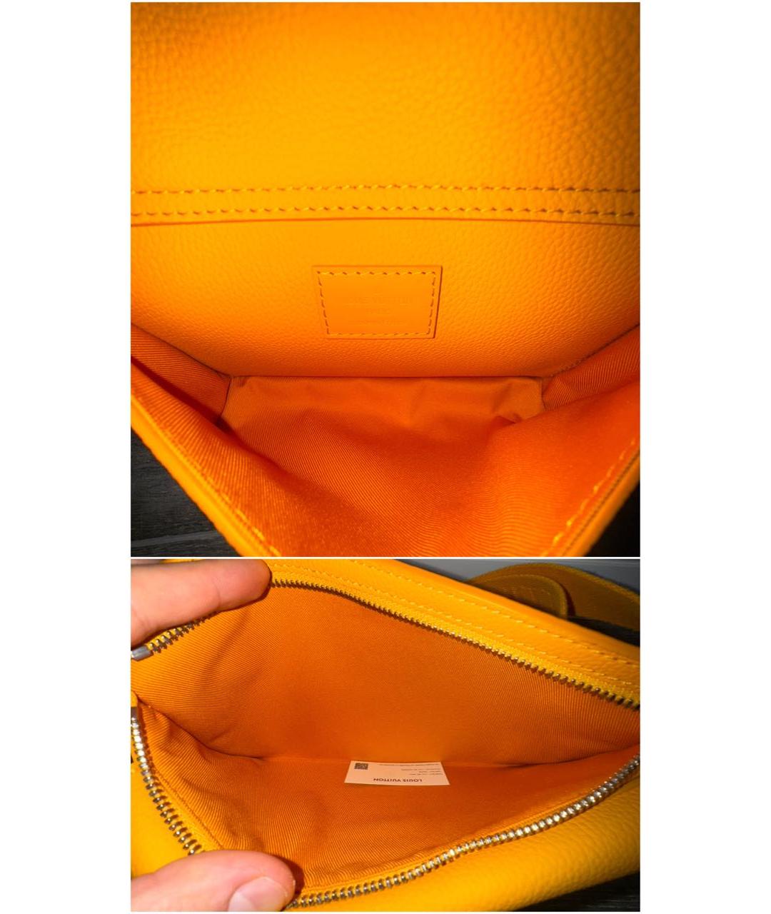 LOUIS VUITTON Желтая кожаная поясная сумка, фото 7