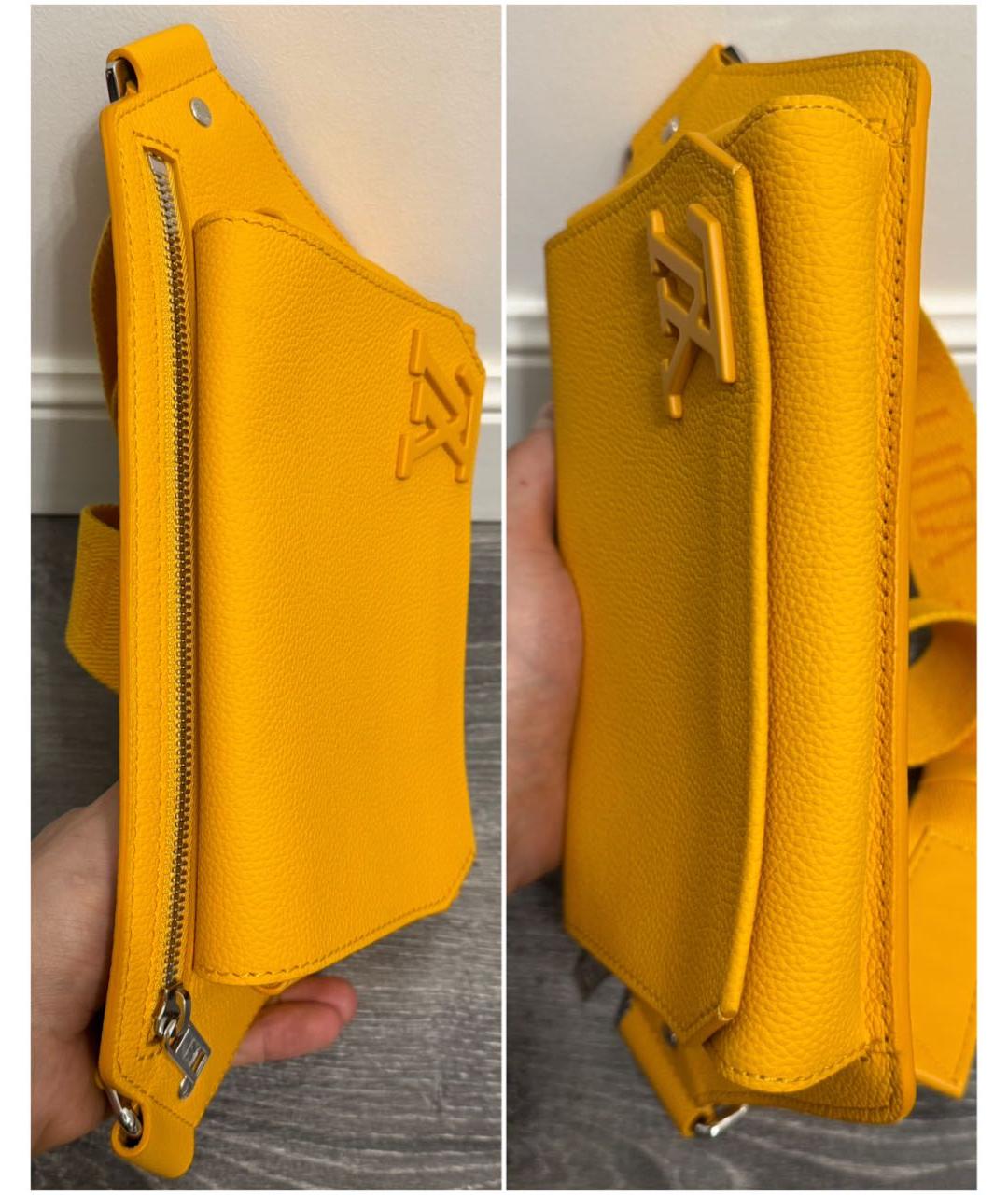 LOUIS VUITTON Желтая кожаная поясная сумка, фото 3