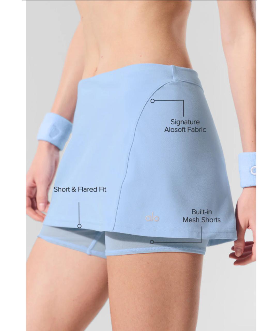 ALO YOGA Голубая синтетическая юбка-шорты, фото 3