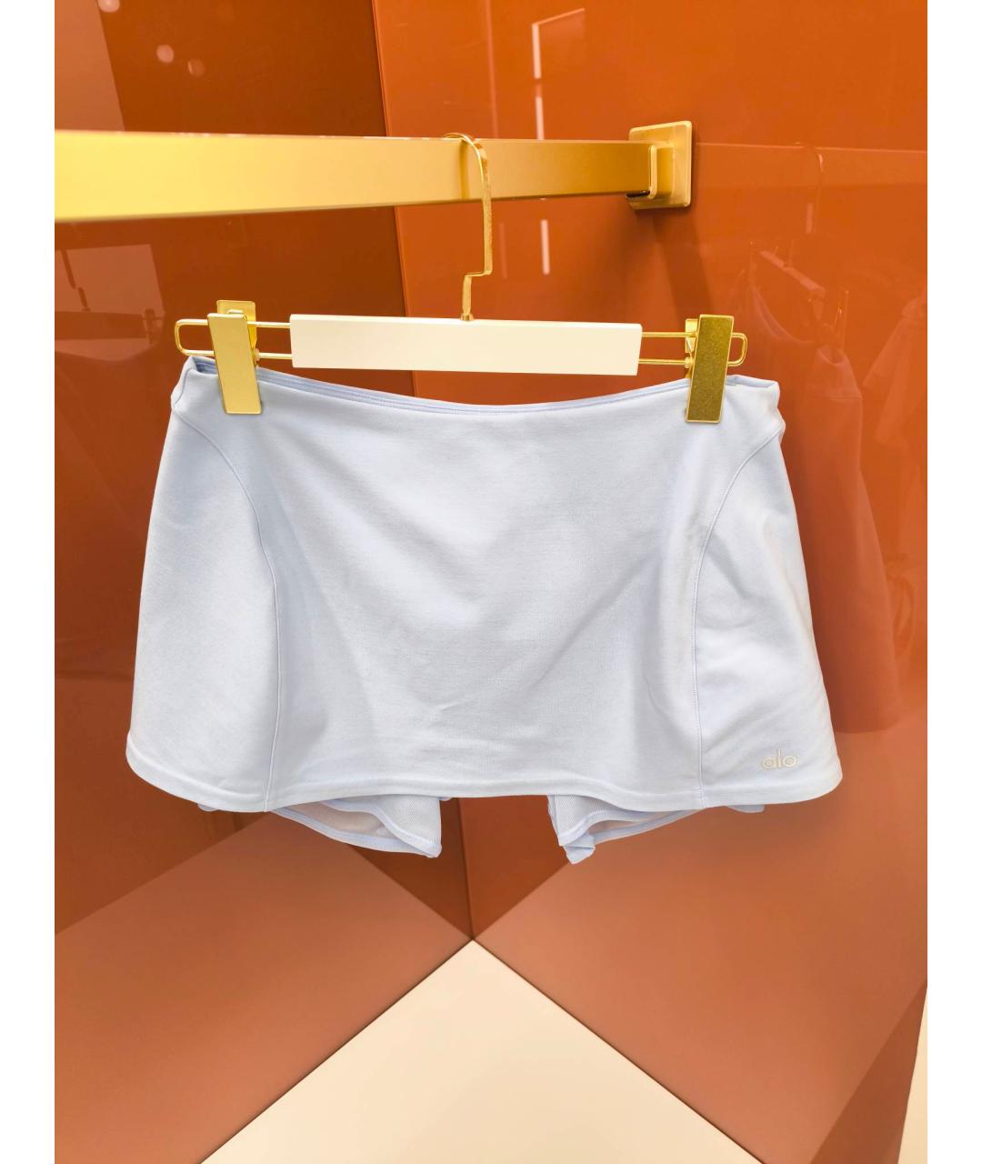 ALO YOGA Голубая синтетическая юбка-шорты, фото 5