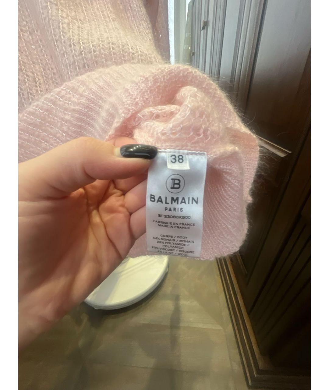 BALMAIN Розовый шерстяной джемпер / свитер, фото 5