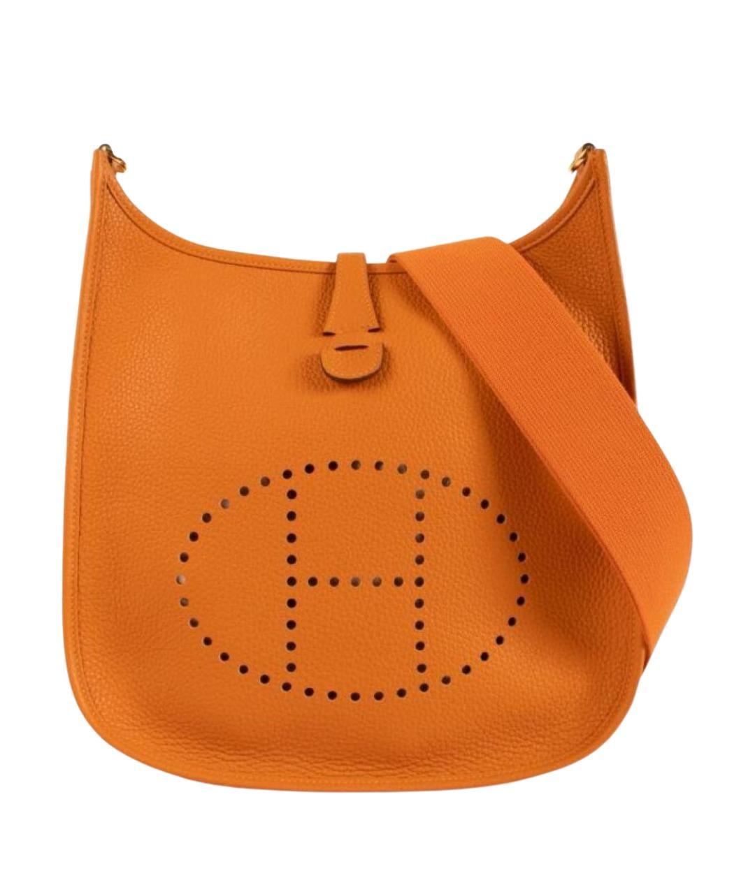 HERMES Оранжевая кожаная сумка через плечо, фото 9