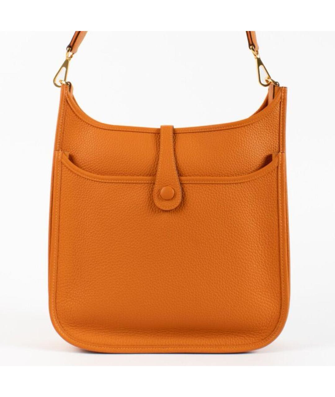 HERMES Оранжевая кожаная сумка через плечо, фото 3