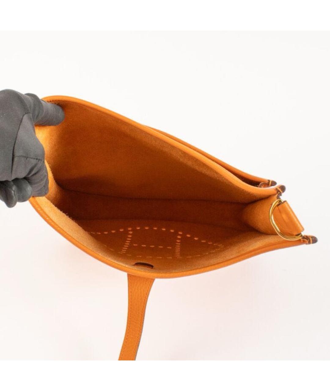 HERMES Оранжевая кожаная сумка через плечо, фото 6