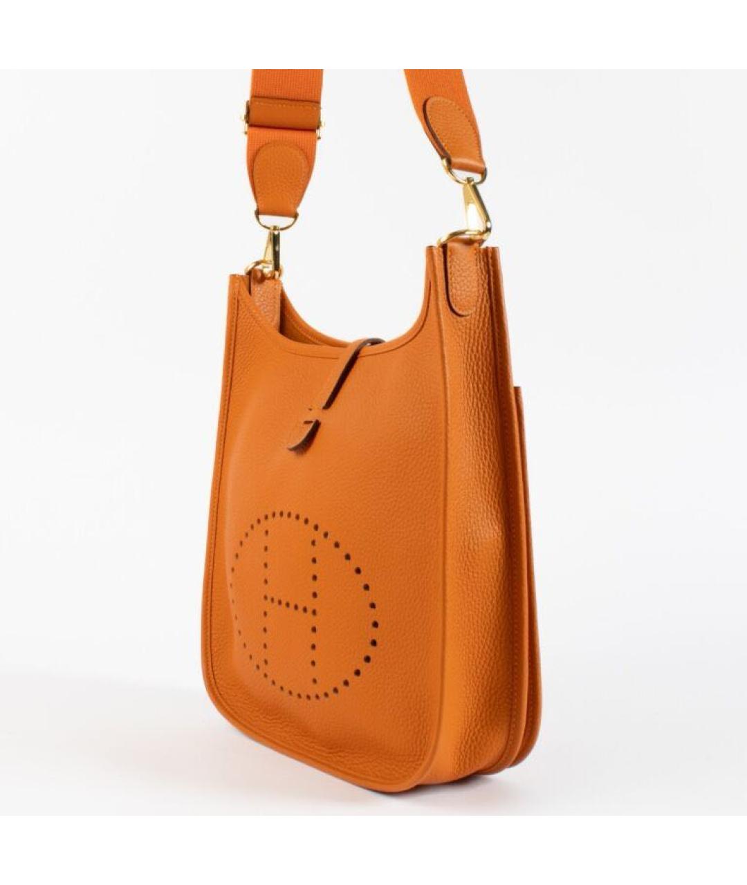 HERMES Оранжевая кожаная сумка через плечо, фото 2