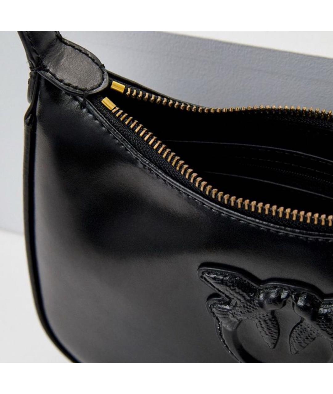 PINKO Черная кожаная сумка с короткими ручками, фото 4