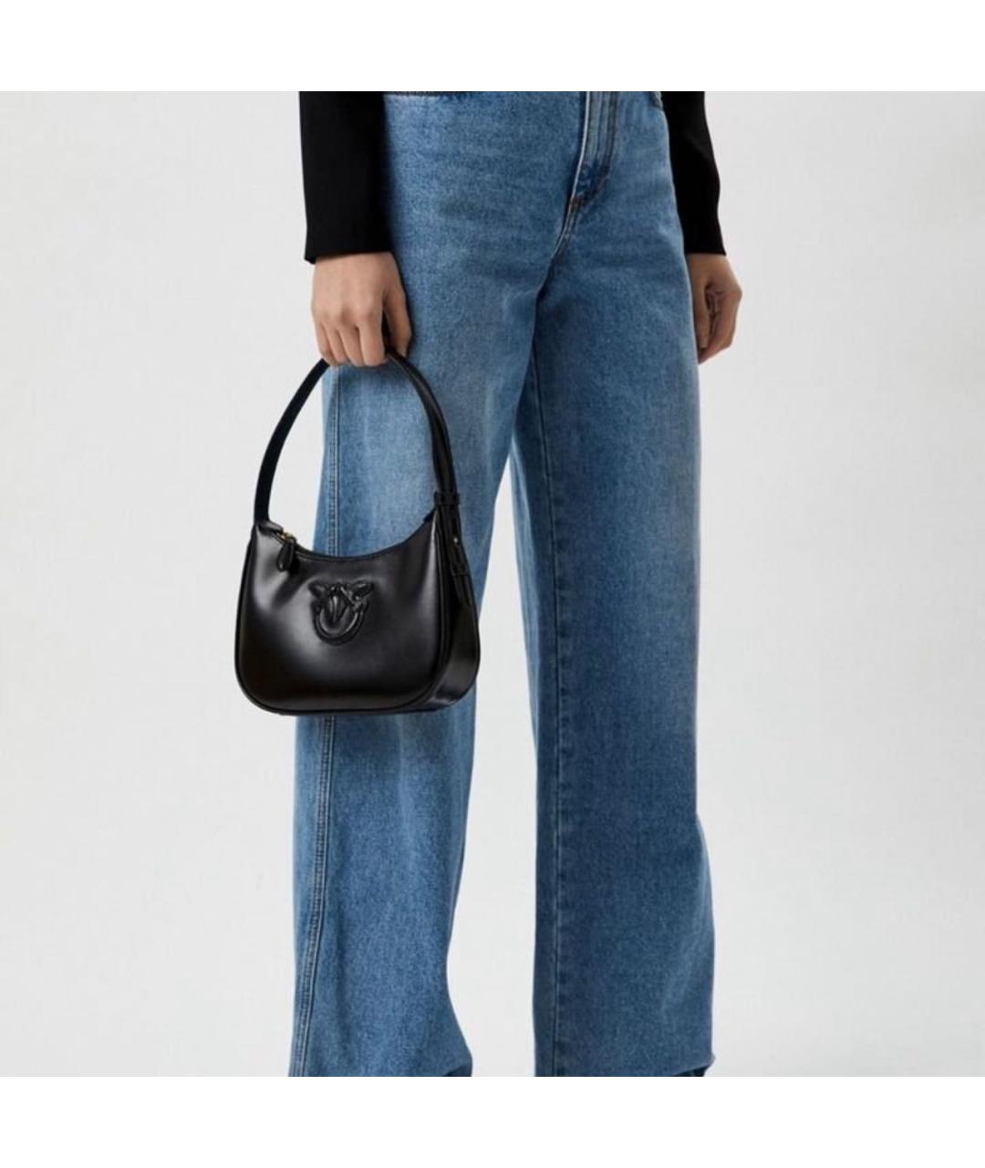 PINKO Черная кожаная сумка с короткими ручками, фото 5