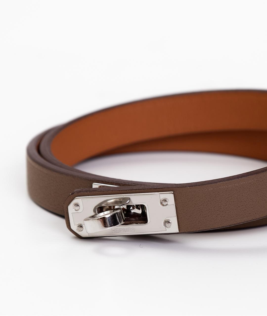 HERMES Коричневый кожаный браслет, фото 2