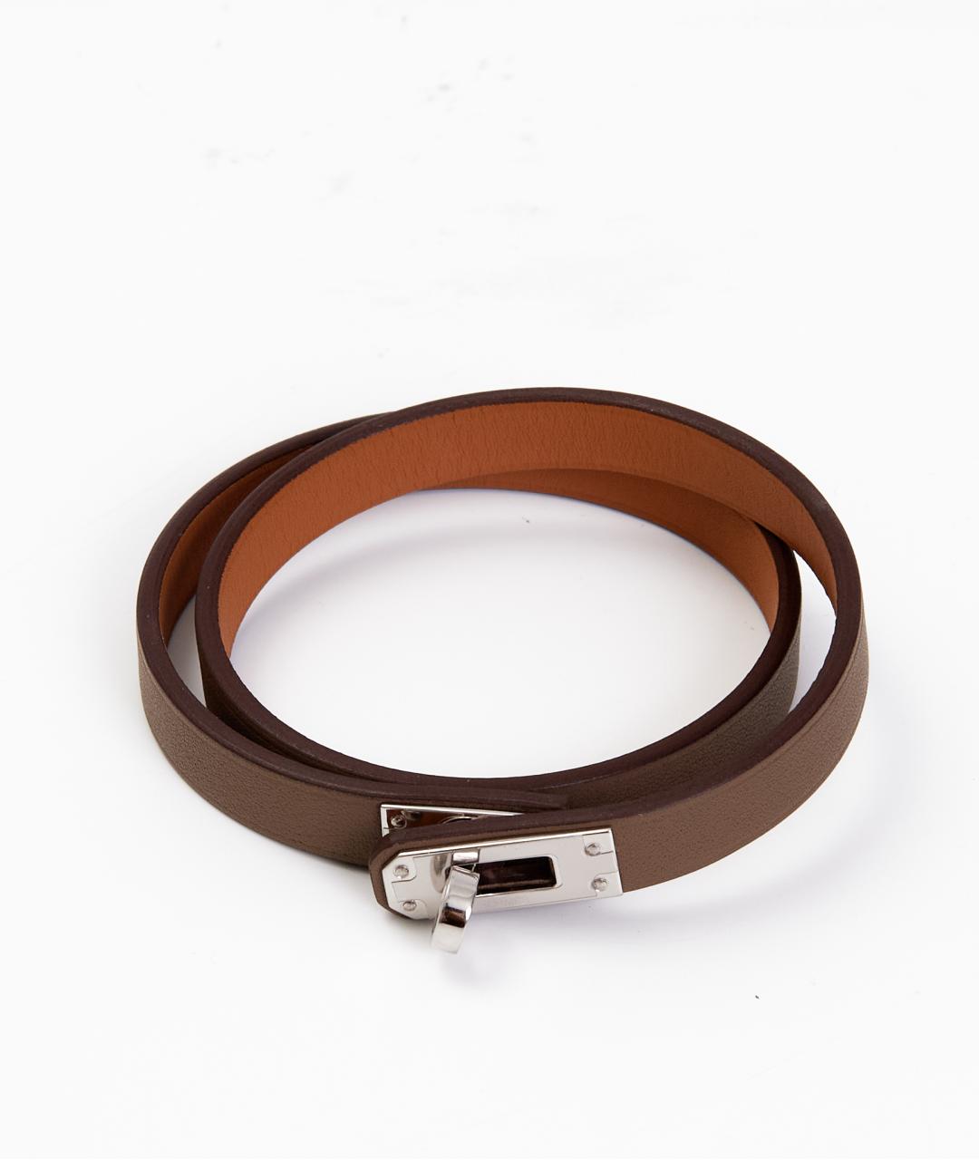 HERMES Коричневый кожаный браслет, фото 3