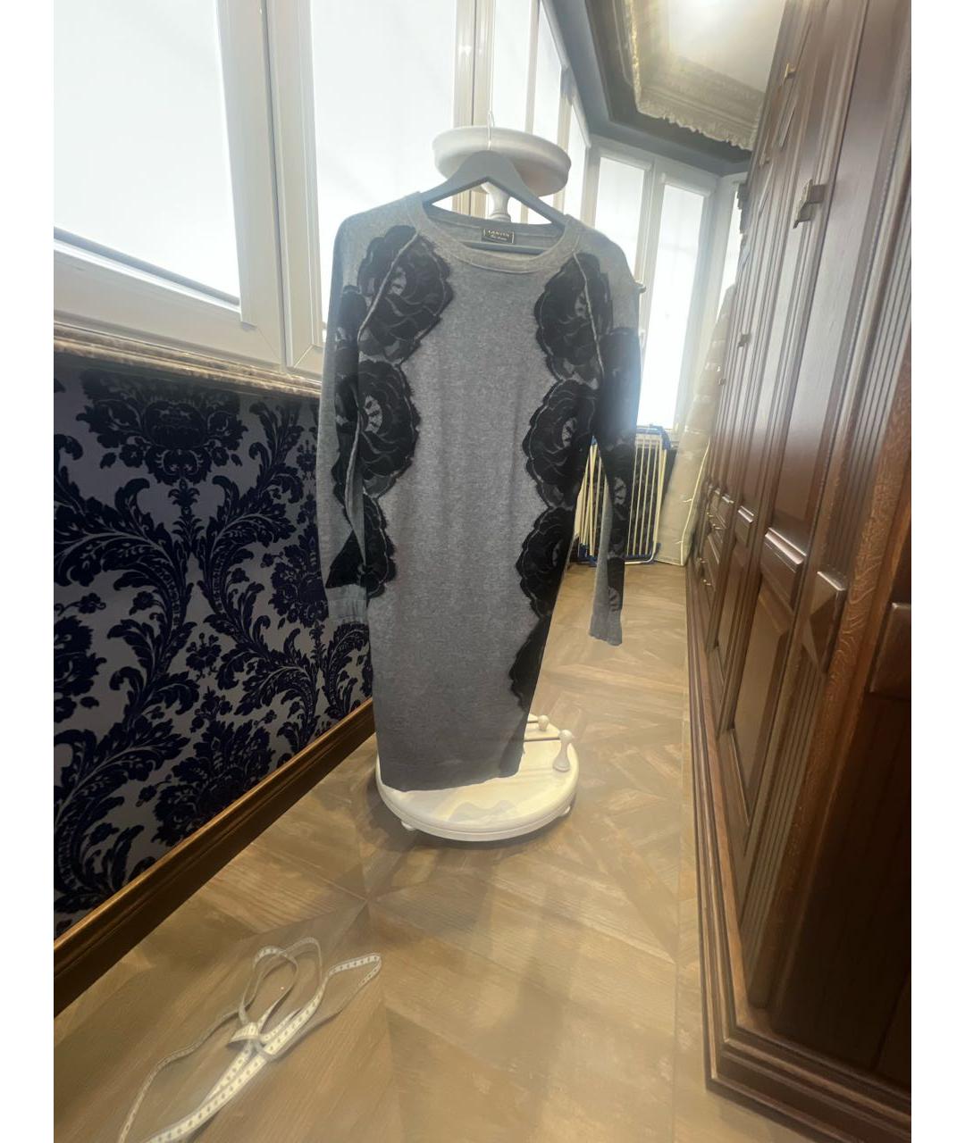 LANVIN Серое шерстяное повседневное платье, фото 7