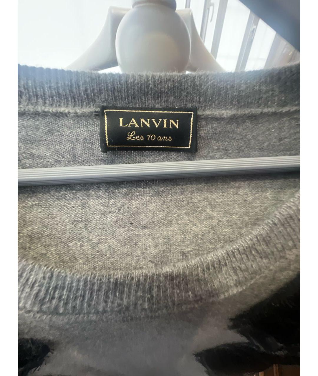 LANVIN Серое шерстяное повседневное платье, фото 6