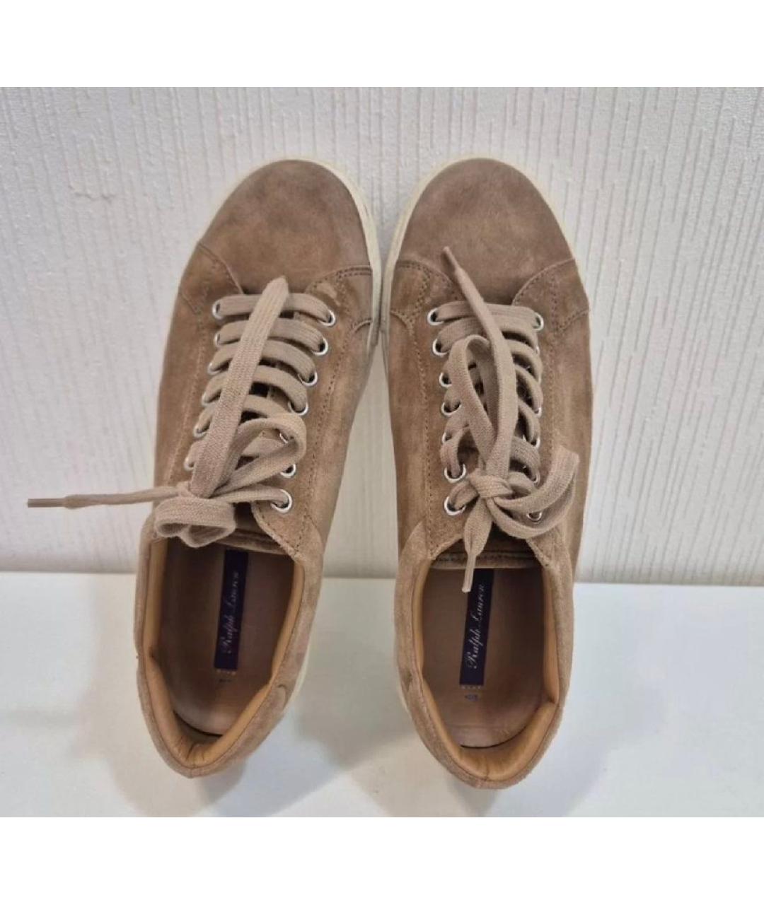 RALPH LAUREN PURPLE LABEL Бежевые замшевые кеды, фото 6