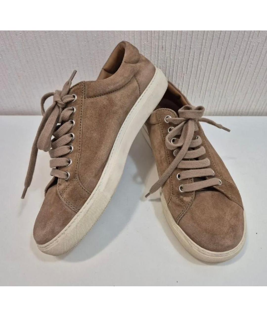 RALPH LAUREN PURPLE LABEL Бежевые замшевые кеды, фото 2