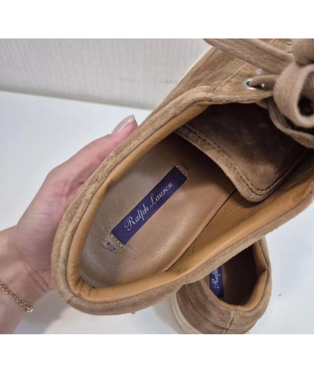 RALPH LAUREN PURPLE LABEL Бежевые замшевые кеды, фото 5