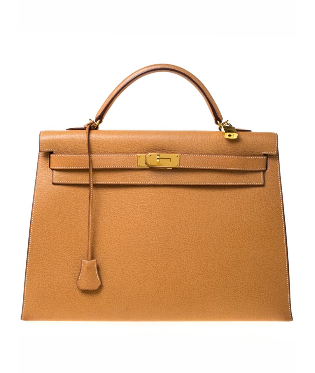 HERMES Коричневая кожаная сумка с короткими ручками, фото 1
