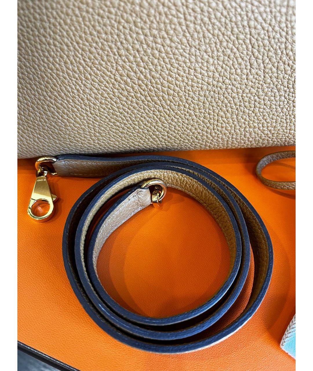 HERMES Коричневая кожаная сумка с короткими ручками, фото 7