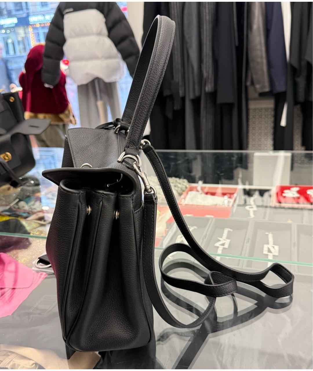 BALENCIAGA Черная кожаная сумка с короткими ручками, фото 2