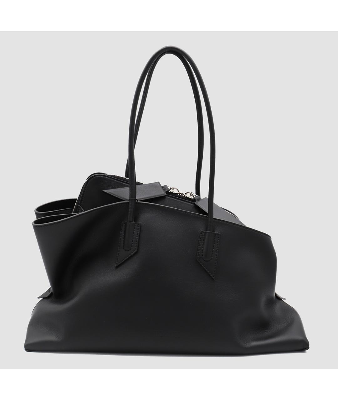 THE ATTICO Черная кожаная сумка тоут, фото 3