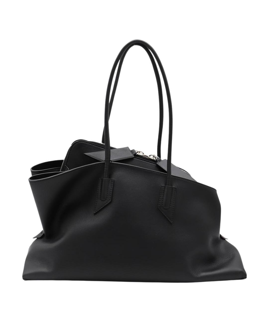 THE ATTICO Черная кожаная сумка тоут, фото 1