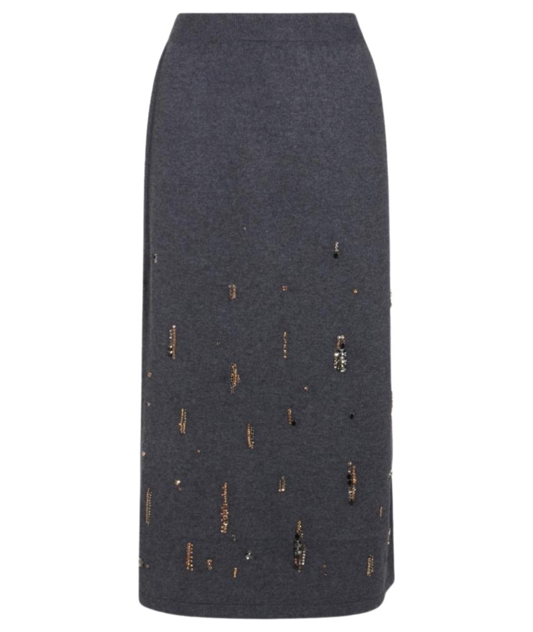 FABIANA FILIPPI Антрацитовая шерстяная юбка миди, фото 1