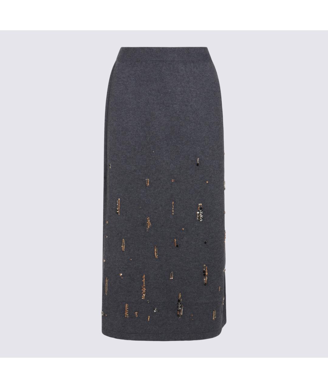 FABIANA FILIPPI Антрацитовая шерстяная юбка миди, фото 4