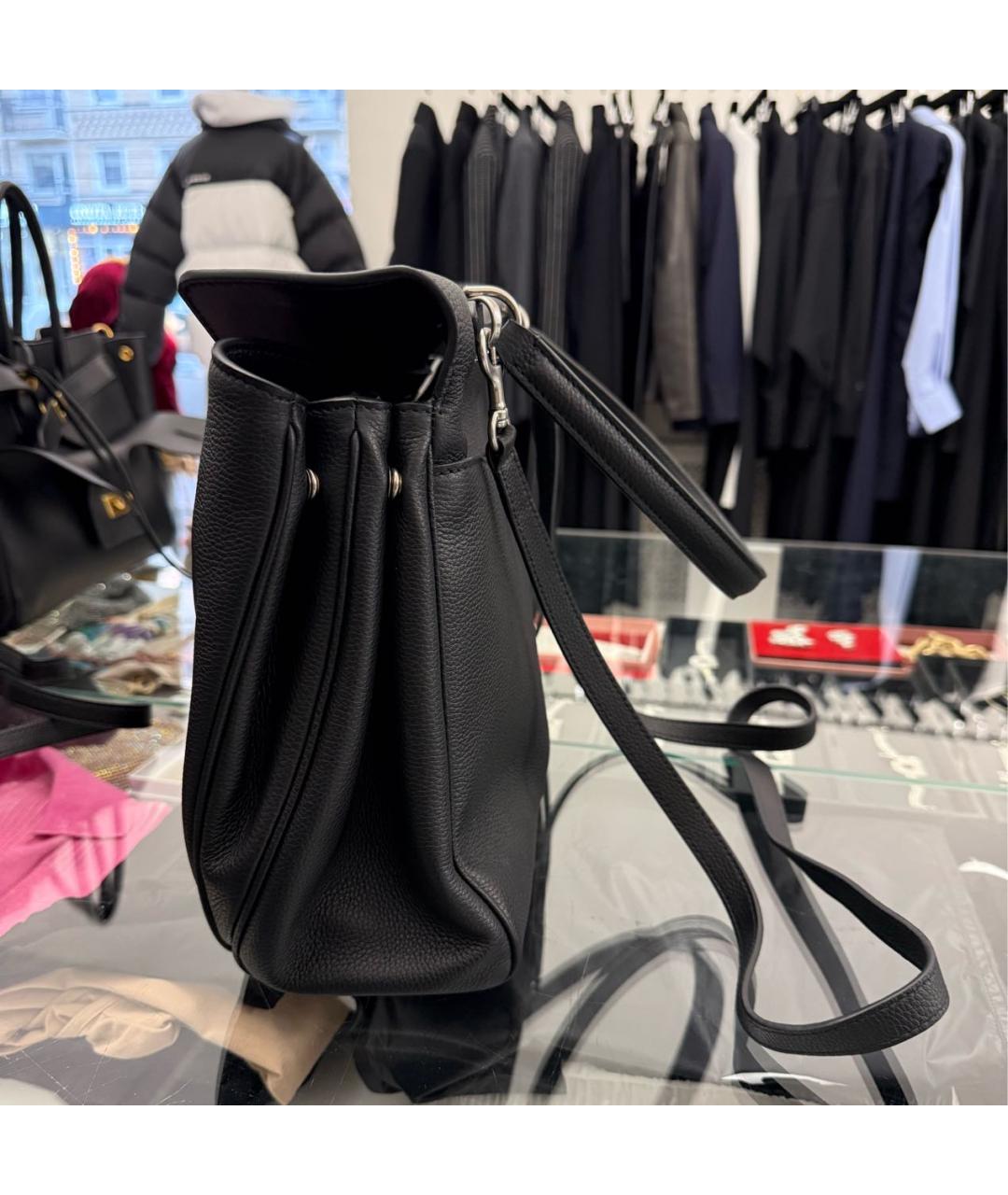 BALENCIAGA Черная кожаная сумка с короткими ручками, фото 3