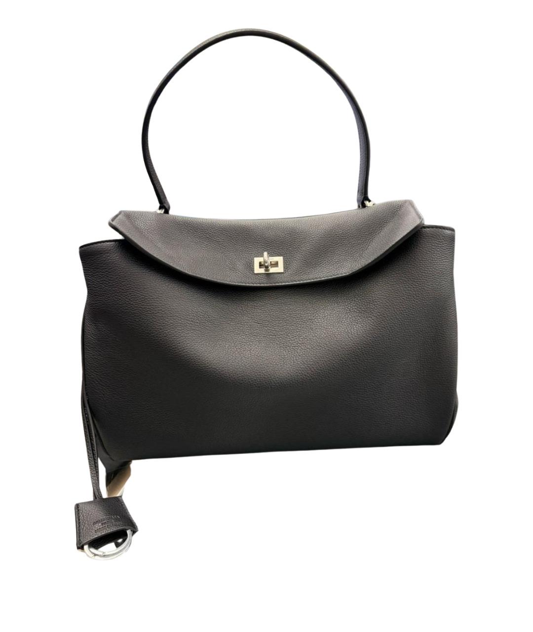 BALENCIAGA Черная кожаная сумка с короткими ручками, фото 1