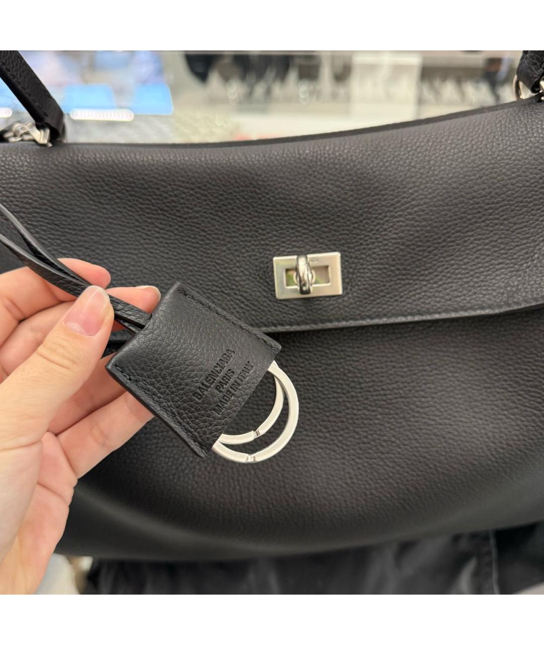 BALENCIAGA Черная кожаная сумка с короткими ручками, фото 2
