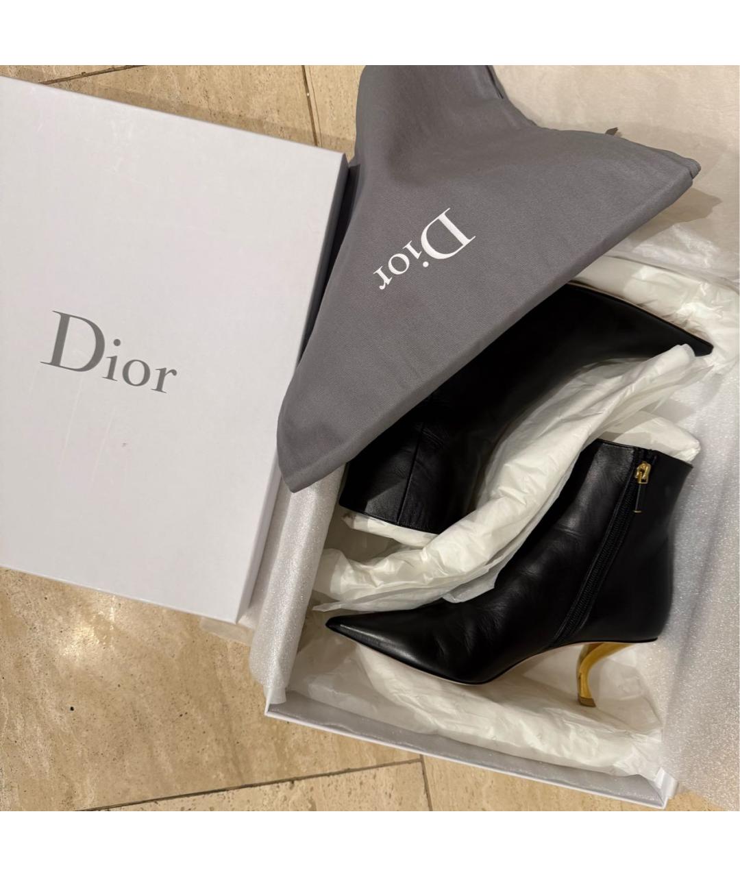 CHRISTIAN DIOR Черные кожаные ботильоны, фото 8