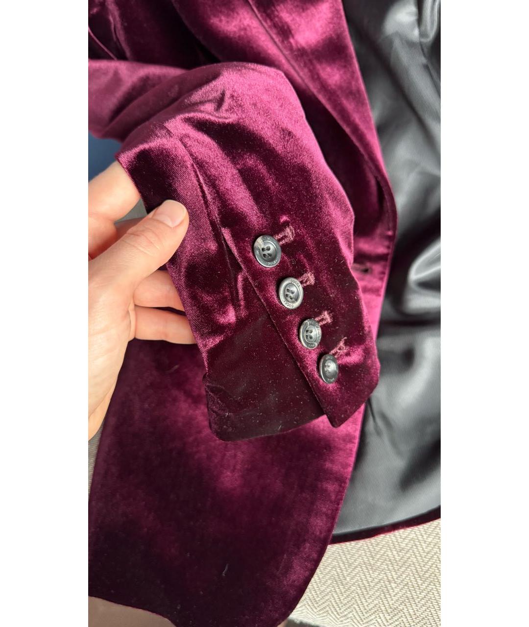 GUCCI Бордовый бархатный жакет/пиджак, фото 5
